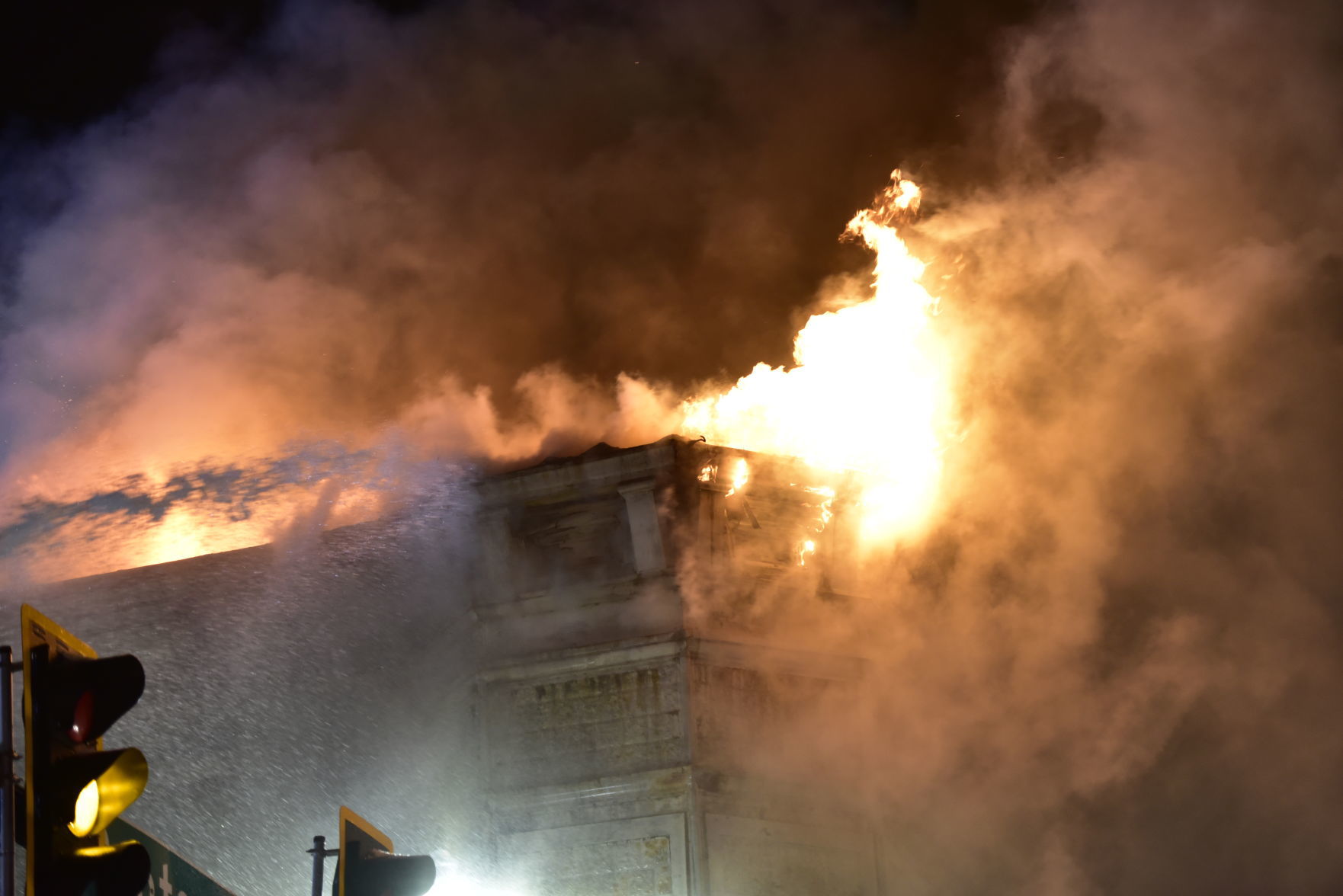 Crews battle fire at the Copper Penny